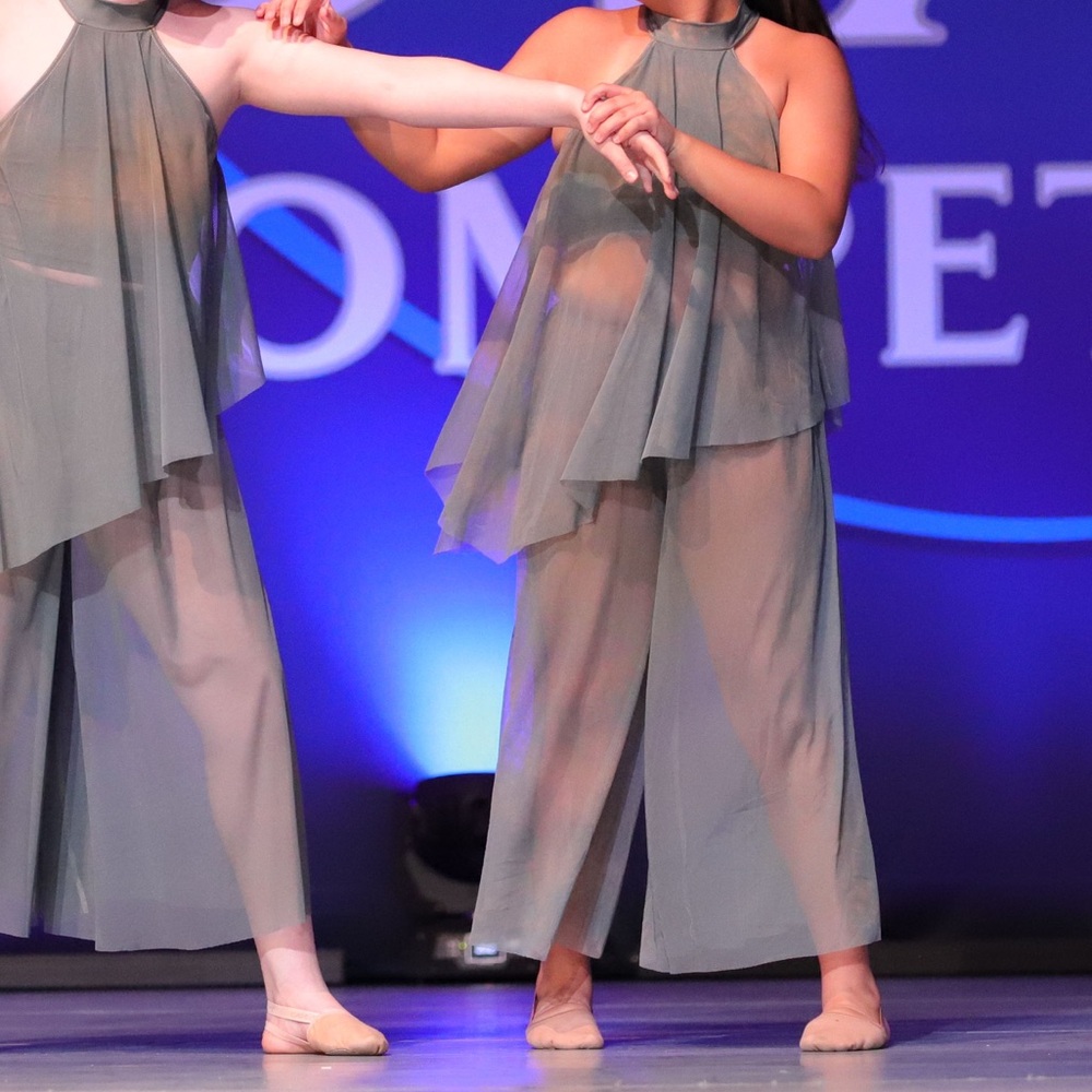 Hand-Dyed Sheer Gray Two Piece Dance Costume